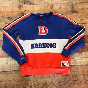 Mitchell & Ness Blue, White, and Red Broncos Sweater